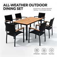 Ensemble de table et chaises de patio en aluminium, chaises empilables, meubles d'extérieur pour jardin, pelouse, balcon, salle à manger