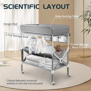 <span class=keywords><strong>Table</strong></span> à <span class=keywords><strong>langer</strong></span> bébé mobile <span class=keywords><strong>pliable</strong></span> en PVC, réglable en hauteur, portable, étanche, avec roulettes - Product Image 5