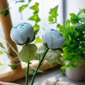 CallaFloral Artificial Lotus Flower Blue Single <b>Branch</b> Wedding <b>Decoration</b> Pan Weaving Cloth Craft - Product Image 2