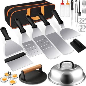 Ensemble de 29 ustensiles de barbecue en acier inoxydable résistants à la chaleur, spatule de barbecue, accessoires de grillade en plein air avec sac de rangement Oxford - Product Image 1