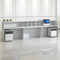 Bureau de réception moderne et minimaliste personnalisable LR-RD-057 avec armoire mobile et surface résistante aux rayures pour les halls de bureaux
