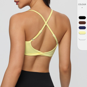 Sujetador deportivo para mujer, estilo europeo y americano, con soporte alto, tirantes ajustables y almohadillas extraíbles para correr y yoga (antichoque) - Product Image 1