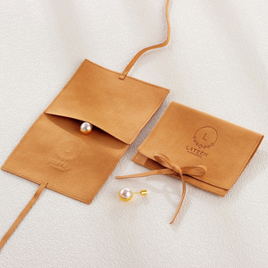 Custom Printed Microfiber Jewelry Necklace Bag New Design Foldable Suede Pouch in Wine Brown Green for Your Valuables - Product Image 2