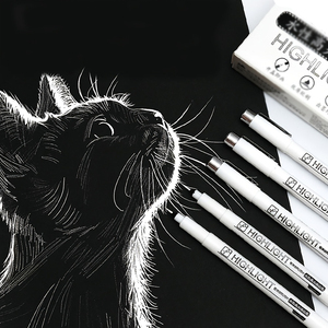 Stylos surligneurs Bview Art blancs de haute qualité, stylo pinceau, design unique, blanc foncé, à base d'eau, pour le <span class=keywords><strong>dessin</strong></span> artistique - Product Image 6