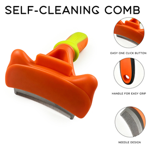 Nouvelle Arrivée Brosse Peigne Auto-Nettoyante à Lame Droite en Acier Inoxydable et TPR pour l'Élimination des Poils de Chien et du Sous-Poil - Product Image 2