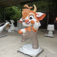 Patung Sapi Kartun Penjualan Langsung Pabrik FRP Patung Luar Ruangan Kustomisasi Diterima Dekorasi di Pintu