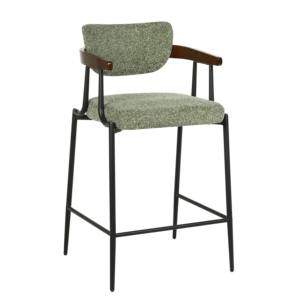 كرسي بار عصري متين ومريح مع إطار معدني وظهر خشبي منحني، مناسب للاستخدام في غرفة الطعام، غرفة النوم، الأماكن الخارجية، غرفة المعيشة، والمدرسة. - Product Image 1