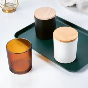 Candle Jar With A Lid Wholesale Custom Frosted Glass Candle Jars With Wooden Metal Lids In Bulk Candle Vessels