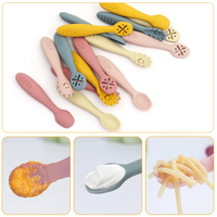 Lot de 3 : Ensemble repas bébé personnalisé Kawaii, durable, en silicone de qualité alimentaire sans BPA, avec cuillère et anneau de dentition pour l'apprentissage de la diversification alimentaire des tout-petits