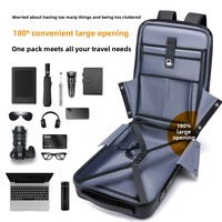 Sac à dos pour ordinateur portable à grande capacité pour homme, avec serrure à code, en denim, pour les professionnels, imperméable, extensible, coque rigide, pour jeux PC, en polyester