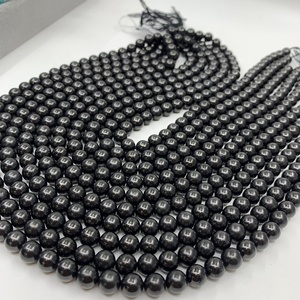 Commercio all'ingrosso naturale 6-12mm Russia Shungite gemma colore nero perlina allentata stong minerale Shungite <span class=keywords><strong>String</strong></span> - Product Image 2