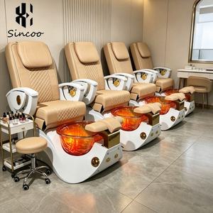 Sillón de Pedicura de Lujo para Salón de Uñas, Silla de Masaje con Baño de Pies y Base Acrílica, Silla de Masaje Spa con Hidromasaje sin Tuberías - Product Image 1