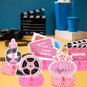 FW066 Film Nuit Thème Film Nid D'abeille Pièce Maîtresse pour Fille Rose Film Théâtre Fête Nid D'abeille <span class=keywords><strong>Centre</strong></span> <span class=keywords><strong>De</strong></span> <span class=keywords><strong>Table</strong></span> Décorations - Product Image 3