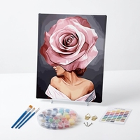 Kit de peinture par numéros personnalisé, rose abstraite, portrait de femme, peinture à l'huile numérique DIY pour adultes débutants, 40x50cm