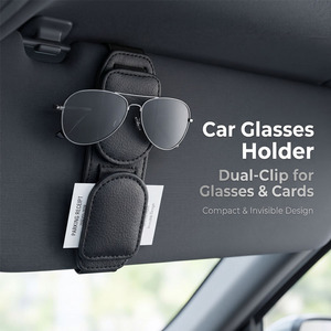 Fujong Supporto Universale per Occhiali da Sole e da Vista per Auto, Clip per Visiera Parasole, Gancio Elegante in Pelle Microsoft, Supporto per Biglietti - Product Image 2