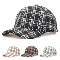 Casquette de baseball vintage à carreaux pour femme, automne-hiver, chaude, tendance, polyvalente, décontractée, protection solaire, vente en gros