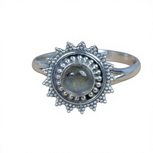 Bague en argent sterling 925 avec pierre précieuse Larimar, bijoux fins faits à la main, tendance, style chrétien, certifiés - Product Image 1