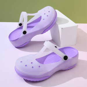 Mary Jane <b>Clogs</b> Light Purple Thick Soled Platform Summer Water Shoes Non Slip Anti Odor Four Seasons Wear - Product Image 1