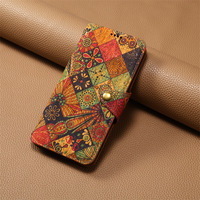 Denior Dompet Lipat Tempat Kartu Cork Bermotif Anti-Sidik Jari, Casing Ponsel Pelindung 360 Derajat Seri 18/17/16/15/14/13