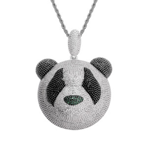 BES joyería personalizada de Hip Hop Iced Out Full Diamond Giant <span class=keywords><strong>Panda</strong></span> Cartoon colgante collar para hombres mujeres joyería de moda - Product Image 1