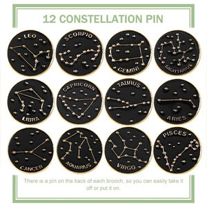 Üretici özel sevimli 12 takımyıldızı rozeti zodyak burç Leo Libra <span class=keywords><strong>Virgo</strong></span> sert mineli yaka rozeti - Product Image 2