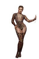 Combinaisons léopard pour femmes Spectacle Vegas Gogo Dancer Cosplay Costume Drag Queen Outfit Stretch Spandex Sexy Singer Stage Wear