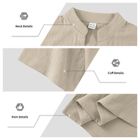 T-shirts Henley pour hommes en mélange de lin uni, col en V, patte de boutonnage, respirants, hauts d'été pour la plage, vente directe d'usine, personnalisation OEM