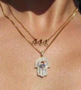 Micro pavimentado CZ Lucky Hamsa mano Cruz colgante collar para mujer para compromiso boda fiesta aniversario joyería turca mal - Product Image 3