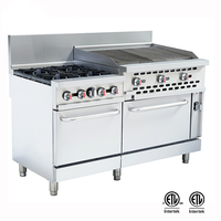 Cuisinière à gaz robuste à 4 brûleurs avec gril radiant de 36 pouces et deux fours pour boulangerie et restaurant |   Modèle RGR60-36CB