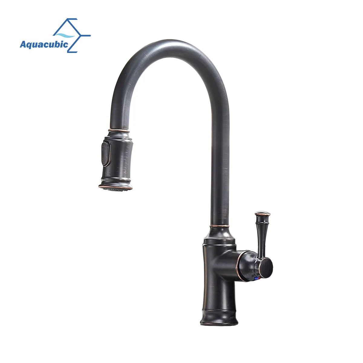 Kitchen Oil Rubbed Bronze Single Handle High Arc Pull Out Spray Head Kitchen Sink Faucet with Deck Plate