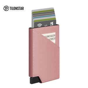 TILONSTAR TVC501, diseño de moda, tarjetero de cuero emergente Delgado, tarjetero de aluminio, Tarjetero con bloqueo RFID para regalos - Product Image 1