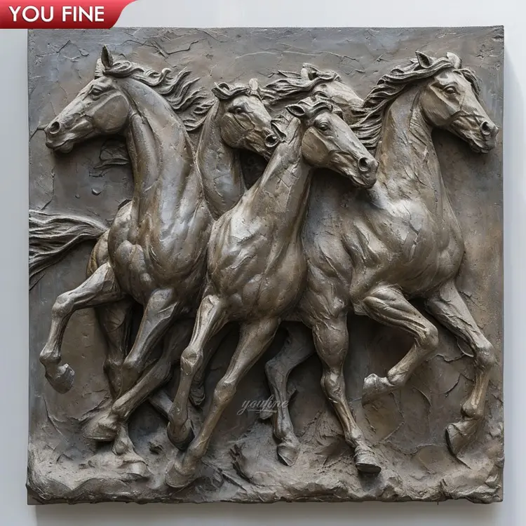 Art abstrait artistique moderne bronze cheval Relief