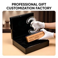 Plaque de récompense d'entreprise personnalisée en acrylique et bois de qualité supérieure, gravée au laser, trophée de service, fabricant certifié CE, vente en gros, coffret cadeau