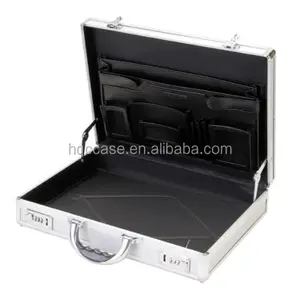 Hard Briefcase Sliver Aluminum Brief Case With Pocket In The Lid/Professional Aluminum Laptop Hard Portable Briefcase