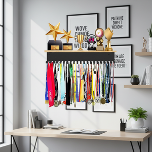 Diaocai Eco-Friendly Sports Winners Never Quit Trophy and <strong>Medal</strong> Hanger Display <strong>Shelf</strong> - Product Image 3