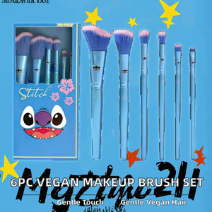 Set de 6 Brochas de <span class=keywords><strong>Maquillaje</strong></span> Veganas Profesionales, Color Azul Suave, en Caja de Papel, para Rostro, Ojos, Base, Rímel, Corrector, Delineador, para Niños - Product Image 4