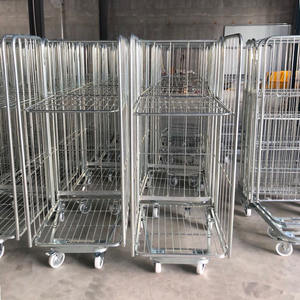 Chariot logistique pliable en métal galvanisé de stockage de livraison express d'entrepôt de supermarché au détail - Product Image 4