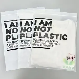 Mat biyobozunur ldpe t shirt kendinden sızdırmazlık kilitli torba temizle baskılı logo compostable fermuarlı çanta giyim ambalaj