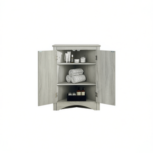 Adjustable Freestanding <b>Floor</b> <b>Cabinet</b> 3 Shelves Grey Home Kitchen <b>Bathroom</b> Storage Contemporary Design - Product Image 1