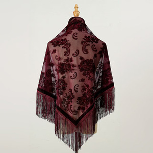 Mùa hè cổ điển sườn xám khăn choàng ăn mặc Hoa điều Jacquard rìa tam giác tiệc khăn choàng làm bằng polyester cho bán buôn - Product Image 1