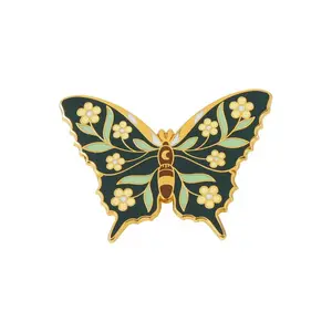 Cartoon Design Butterfly Pin Monarch Butterfly Lapel Pin Badge Gold Jacket Patch Gifts Hard Anime Enamel Pin