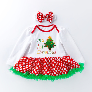RTS vente en gros 2023 mes premiers vêtements de noël bébé noël barboteuse 2 pièces ensemble - Product Image 4