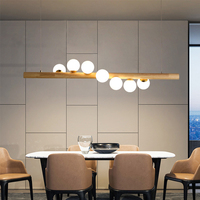 BGST Moderne Rustique Décor Linéaire Suspendu Pendentif Lumière Nordique En Bois Suspension pour Salle À Manger Cuisine Maison
