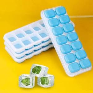 Moule à glaçons en silicone HALO avec couvercle transparent, 14 compartiments, facile à démouler, flexible, qualité alimentaire, empilable, pour la maison et la cuisine - Product Image 4