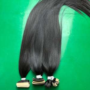 Extensions de cheveux naturels bruts non traités, lisses comme des baguettes, à bandes adhésives invisibles, provenant d'un seul donneur, prix de gros - Product Image 1
