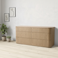 Commode à 6 tiroirs en bois massif de chêne blanchi MYHOME, style moderne et luxueux, meuble de chambre à coucher antique