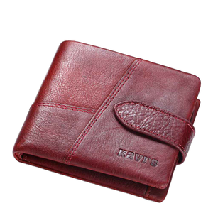 Portefeuille RFID en cuir véritable marron de qualité supérieure – Portefeuille court à deux volets avec fermeture éclair, fermoir et poche à monnaie - Product Image 1