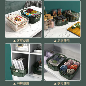 Acrylic Cosmetic Storage <b>Box</b> Transparent With Gold Handle For <b>Makeup</b> Organizer Desktop Bathroom Vanity Use - Product Image 5