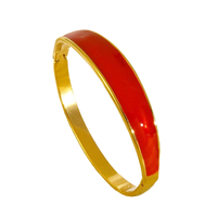 Acier titane plaqué or 18 carats, émail multicolore effet goutte d'huile, style géométrique ouvert, vintage, exquis, luxe léger