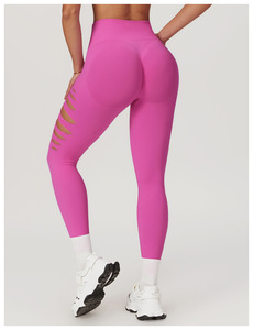 Pantalones deportivos de cintura alta a la moda para <span class=keywords><strong>mujer</strong></span> <span class=keywords><strong>XXL</strong></span> melocotón trasero recorte <span class=keywords><strong>mallas</strong></span> de Yoga sin costuras cintura elástica Spandex para correr al aire libre - Product Image 4